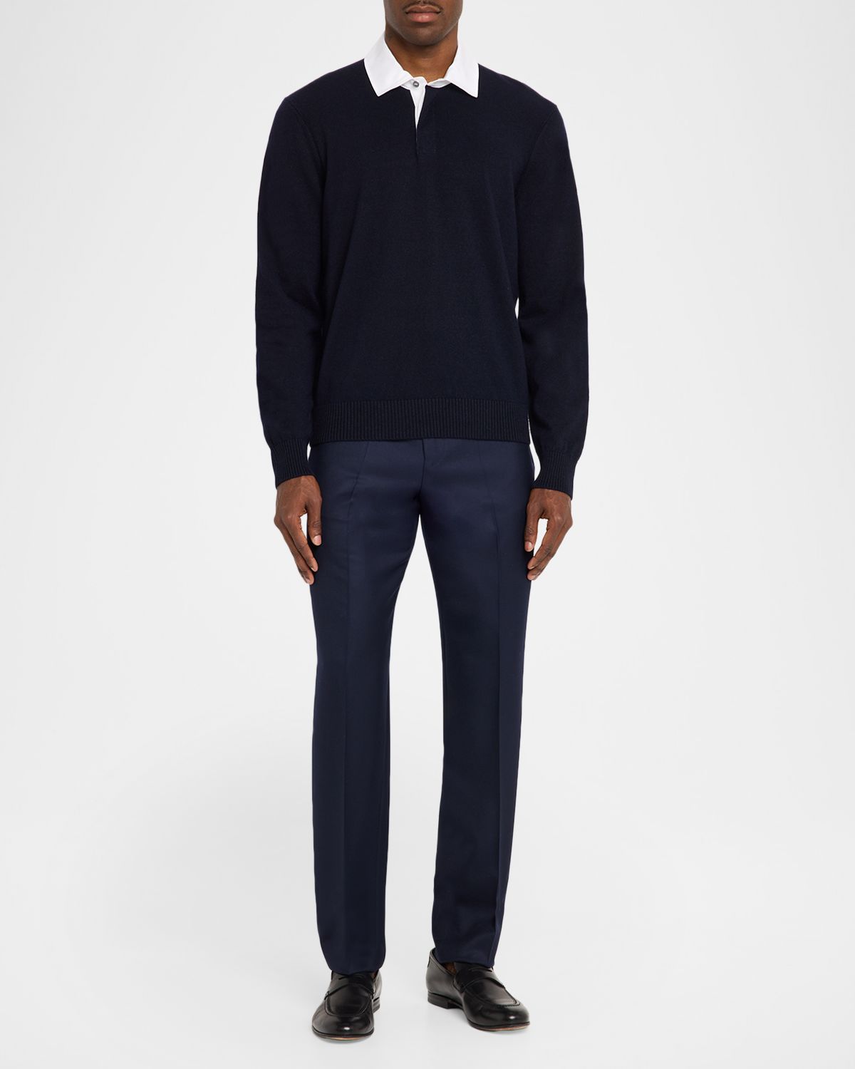 dunhill Men 's Shirt-Collar Cashmere-Blend Knit Polo Sweater