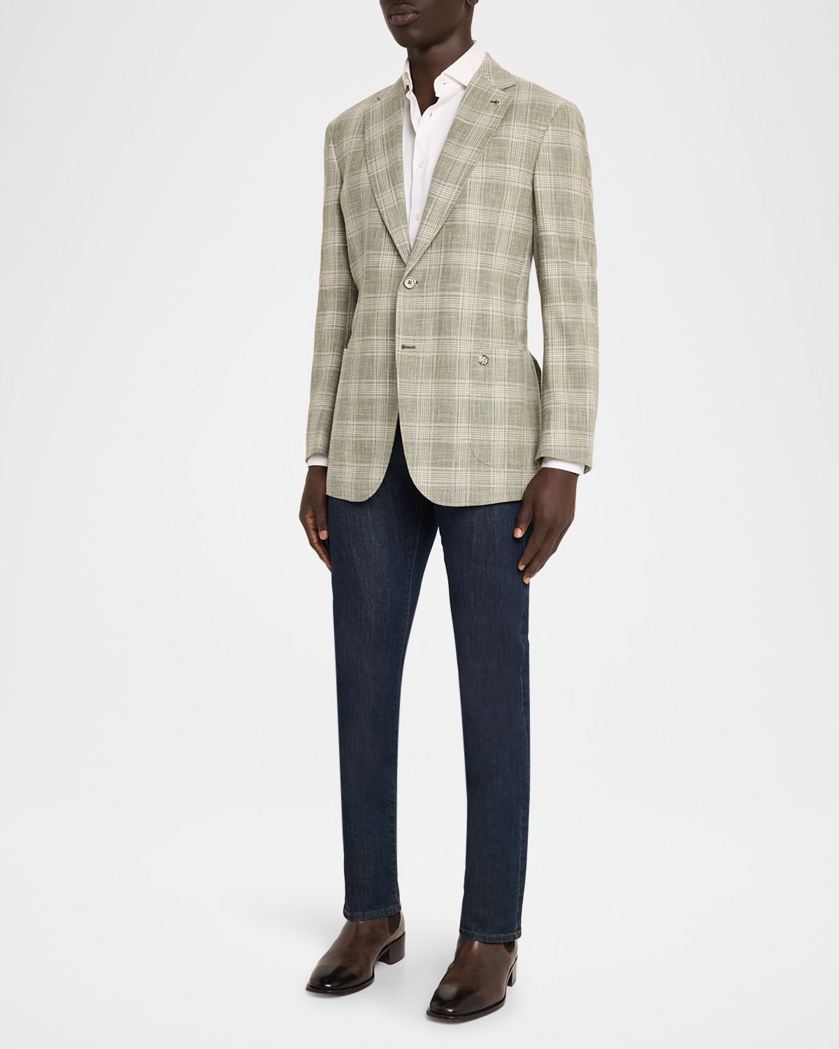 Stefano Ricci Men 's Wool, Silk and Cotton Glen Plaid Sport Coat