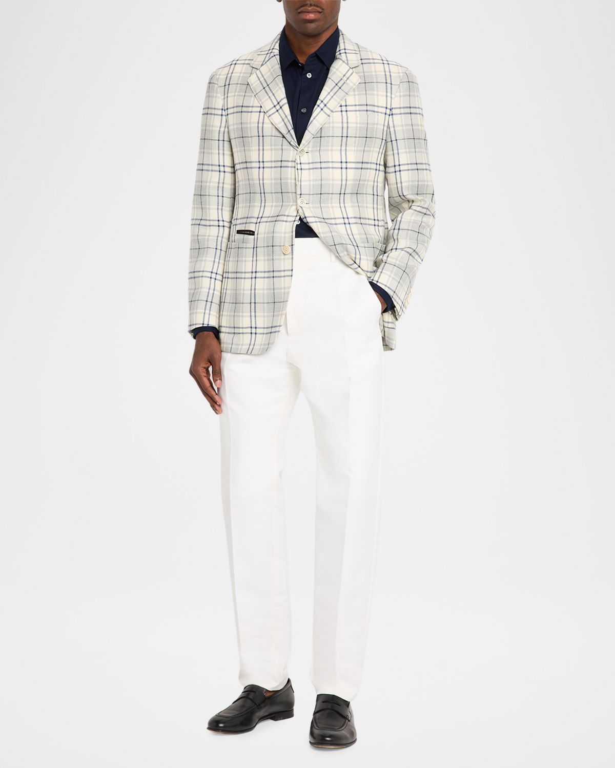 dunhill Men 's Wool and Linen Tattersall Check Single-Breasted Sport Coat