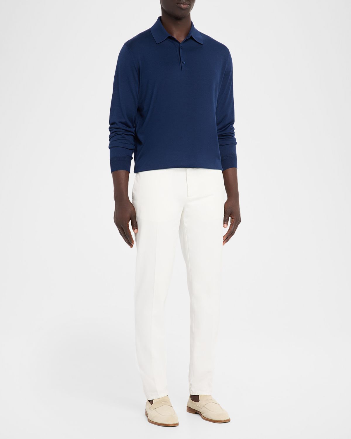 Stefano Ricci Men 's Silk Knit Long-Sleeve Polo Shirt