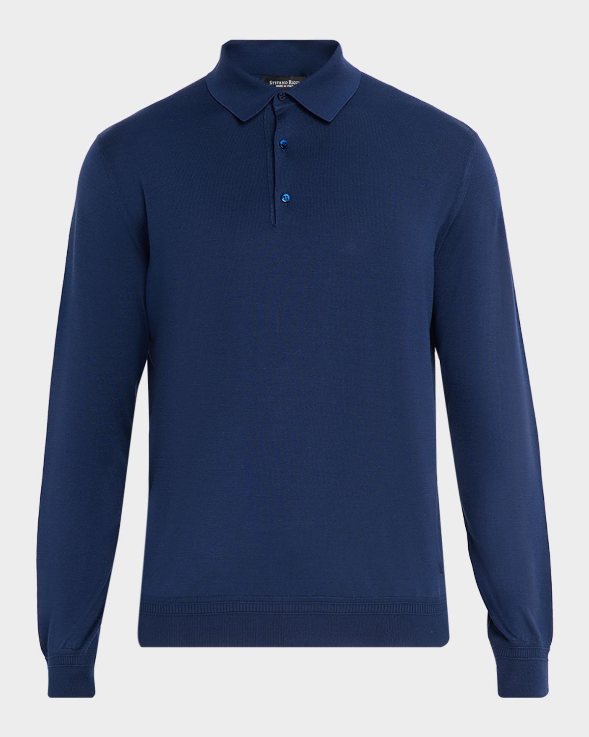 Stefano Ricci Men 's Silk Knit Long-Sleeve Polo Shirt | Thumbnail 6 Stefano Ricci Men 's Silk Knit Long-Sleeve Polo Shirt | Thumbnail 6