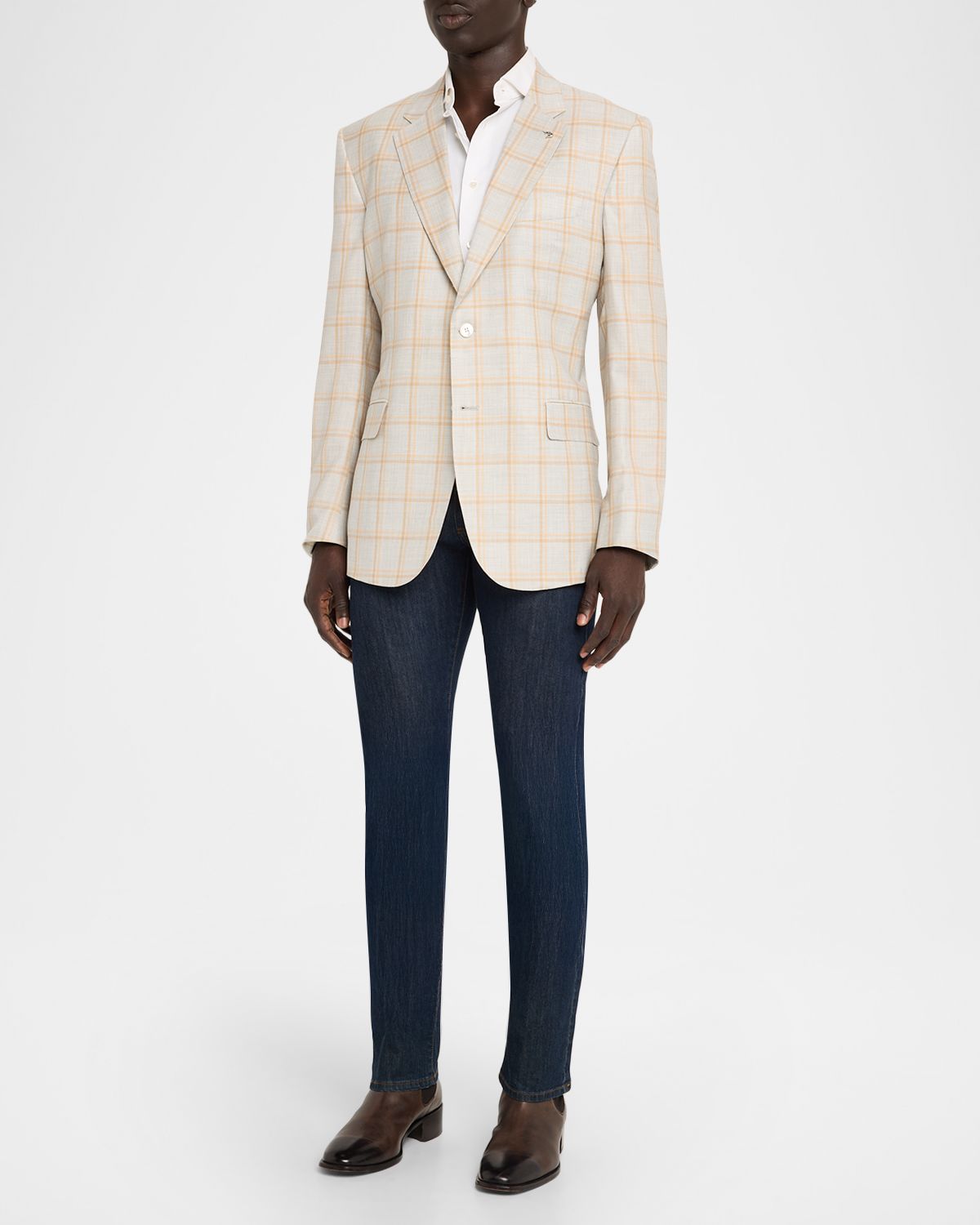 Stefano Ricci Men 's Cashmere and Silk Windowpane Plaid Sport Coat