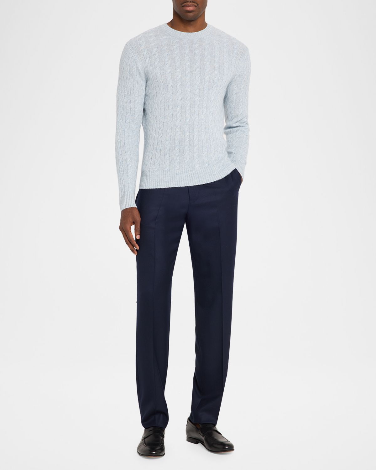 dunhill Men 's Cashmere and Linen Cable-Rib Crewneck Sweater