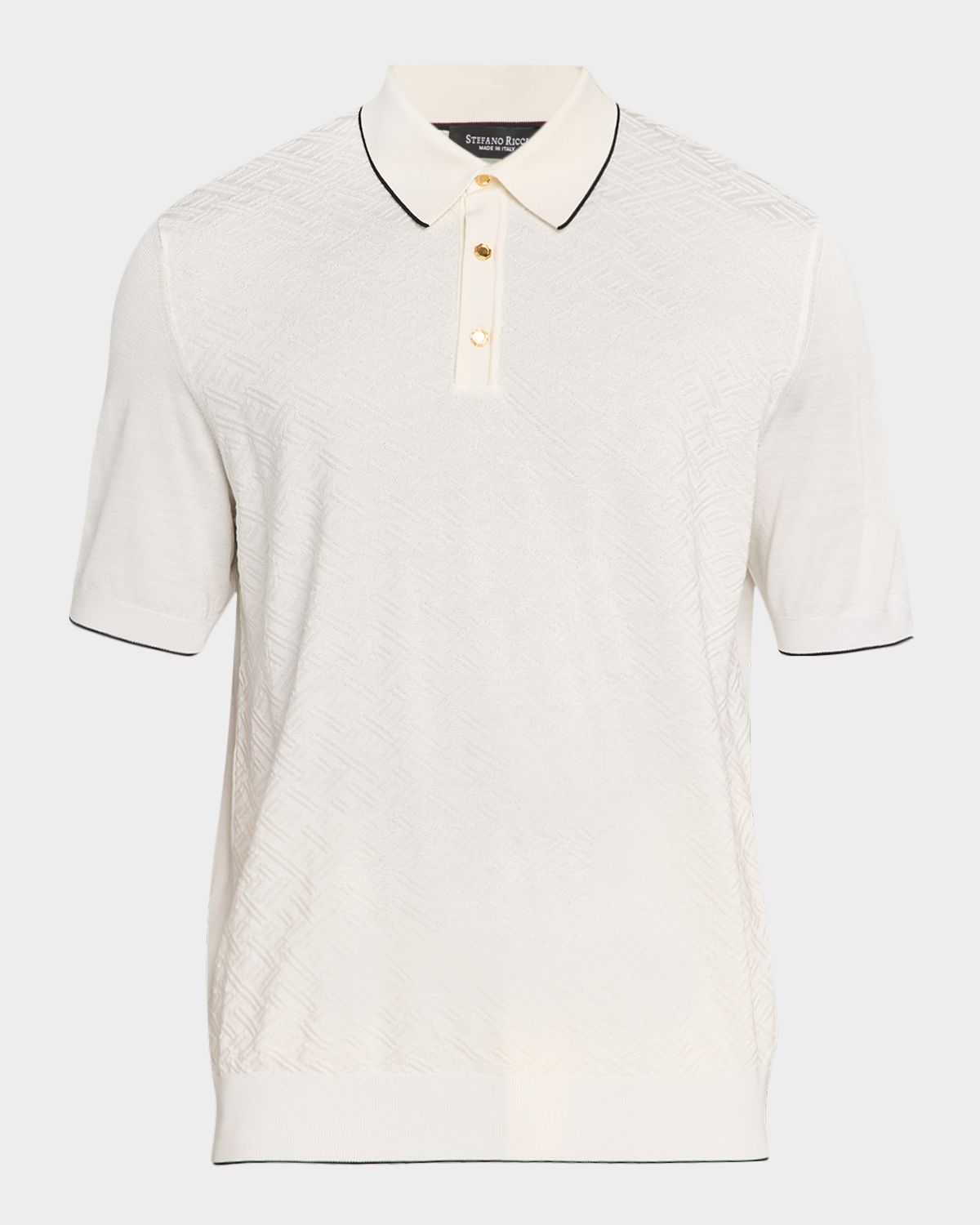 Stefano Ricci Men 's Jacquard Silk Knit Polo Shirt | Thumbnail 6 Stefano Ricci Men 's Jacquard Silk Knit Polo Shirt | Thumbnail 6