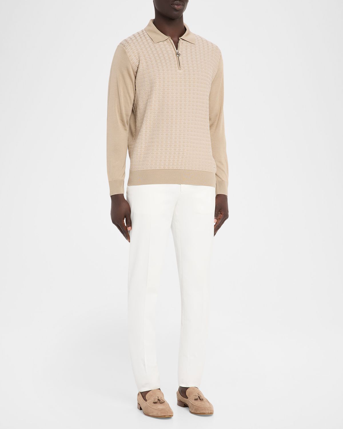 Stefano Ricci Men 's Silk and Cotton Chain Link Polo Sweater