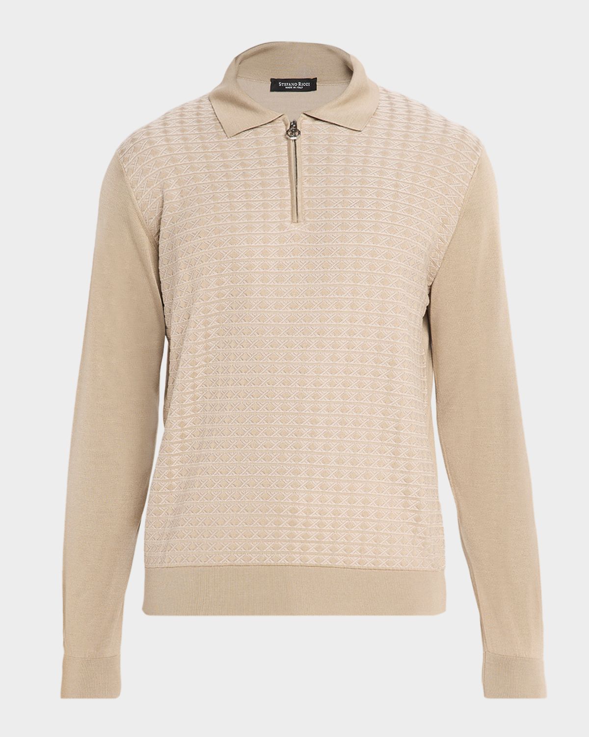 Stefano Ricci Men 's Silk and Cotton Chain Link Polo Sweater