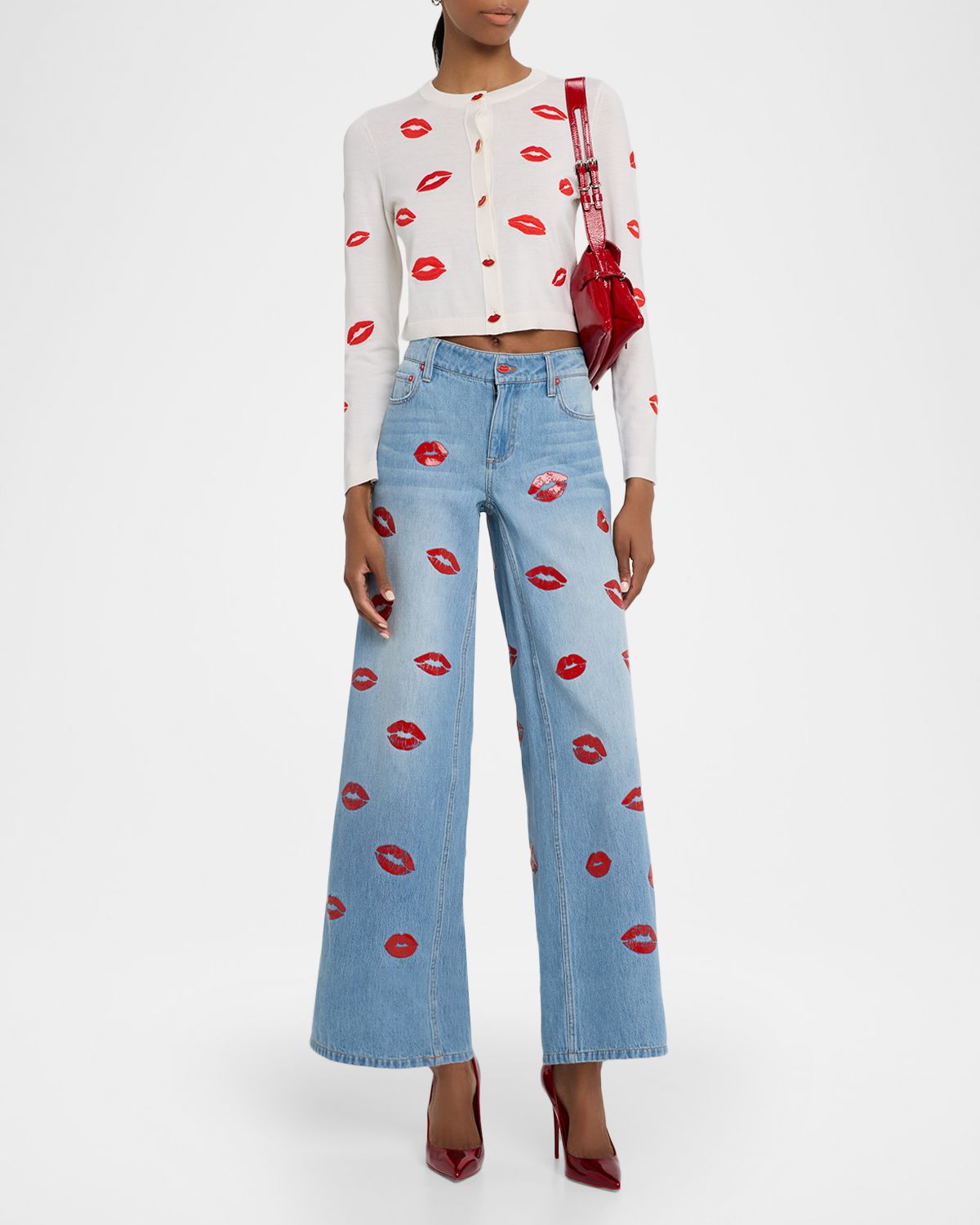 ALICE + OLIVIA Daroda Lip Cardigan