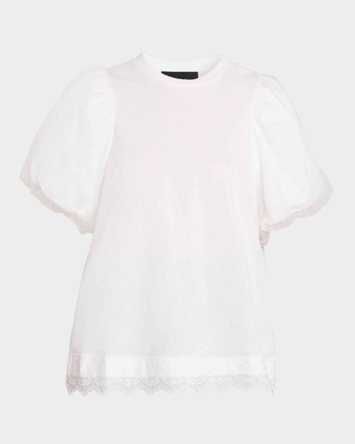 Simone Rocha Tulle Overlay Puff-Sleeve T-Shirt