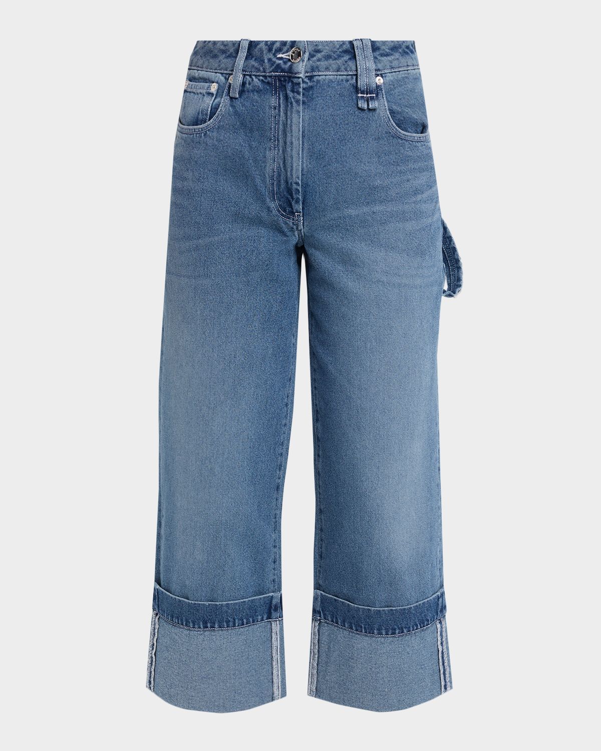 Simone Rocha Crystal-Embellished Straight-Leg Crop Carpenter Jeans
