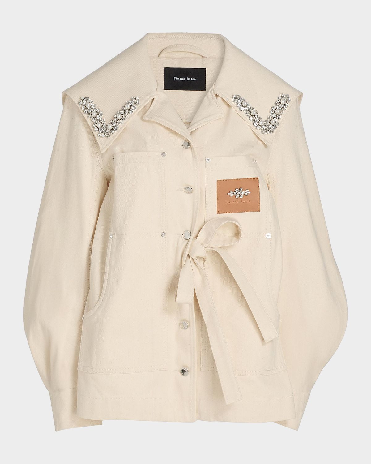 Simone Rocha Crystal Sailor Collar Single-Breasted Utility Jacket