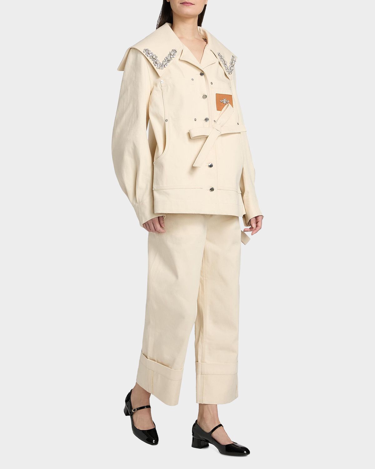 Simone Rocha Straight-Leg Cuffed Ankle Jeans