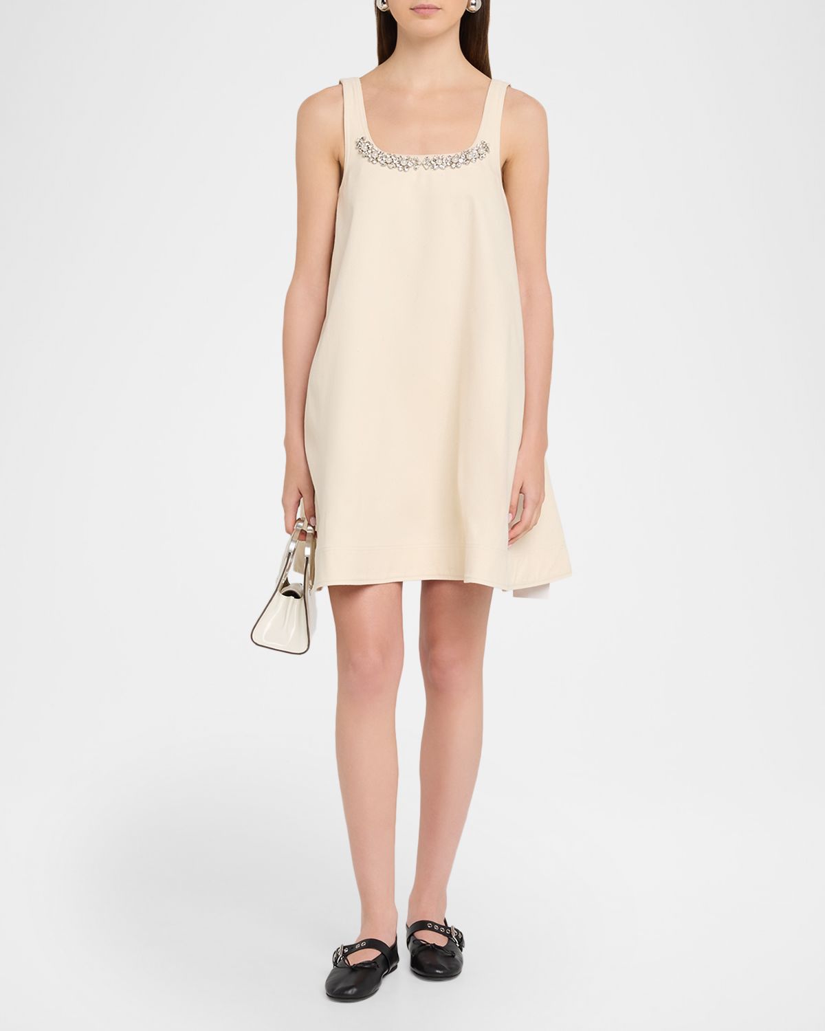 Simone Rocha Crystal Cotton Twill A-Line Mini Dress