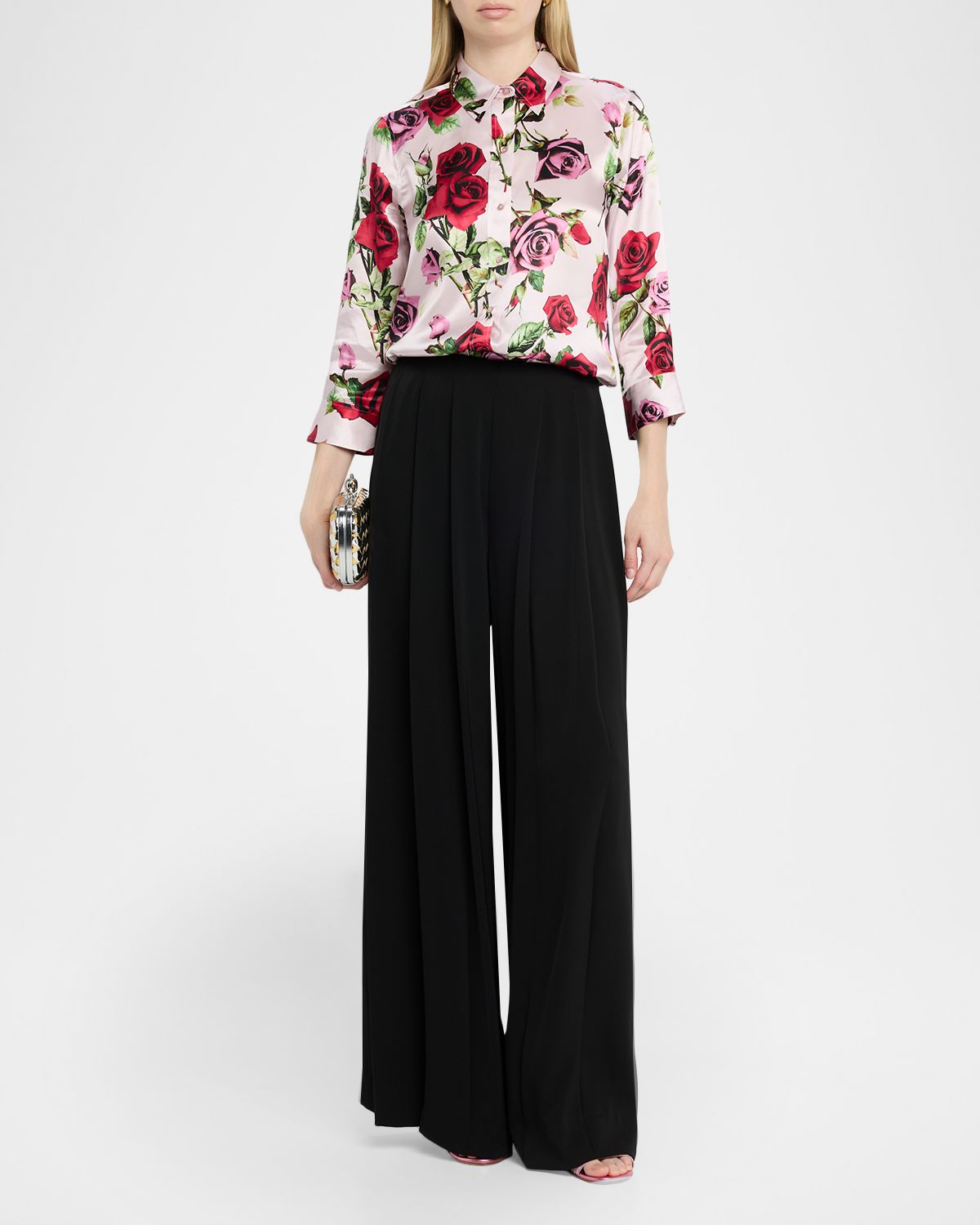 L 'Agence Dani Silk Button-Front Blouse