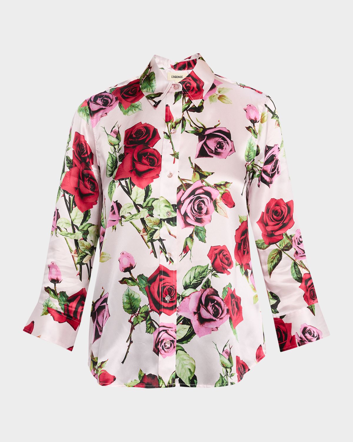 L 'Agence Dani Silk Button-Front Blouse