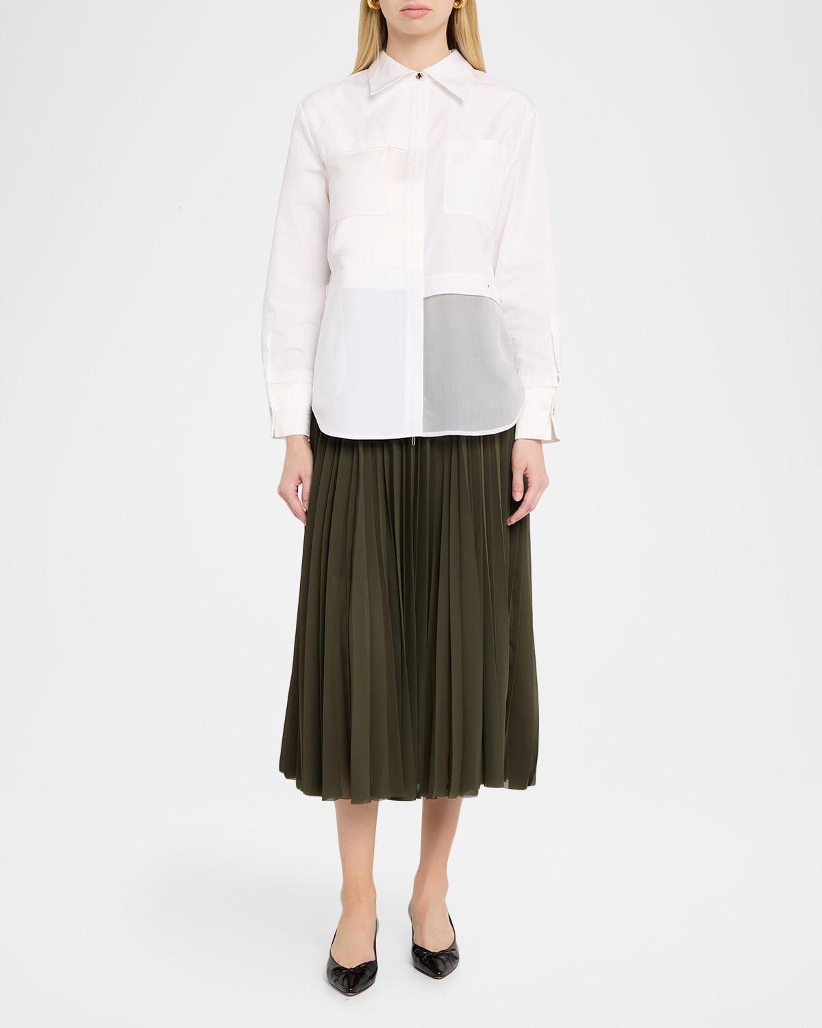 Jason Wu Collection Pleated Chiffon Midi Skirt
