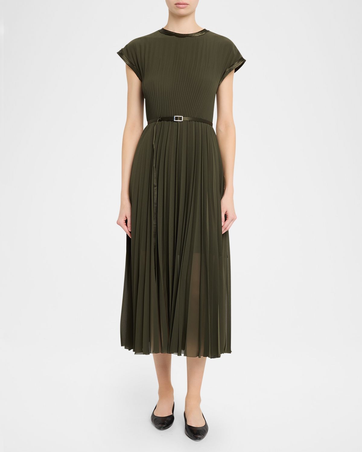 Jason Wu Collection Belted Pleated Chiffon Midi Dress