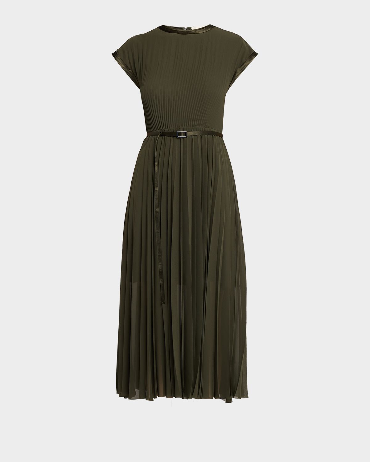 Jason Wu Collection Belted Pleated Chiffon Midi Dress