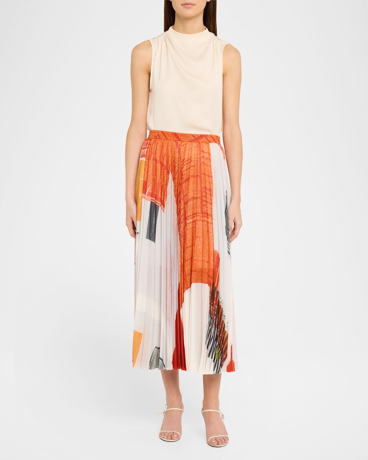 Jason Wu Collection x Robert Rauschenberg Pleated Chiffon Midi Skirt