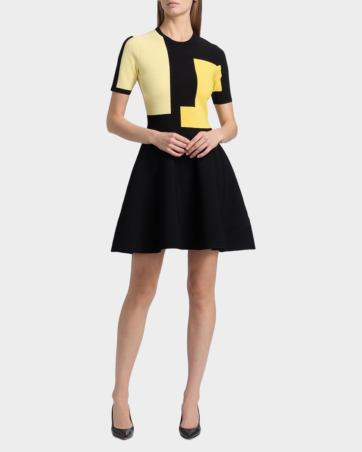 Jason Wu Collection Fit-&-Flare Colorblock Knit Mini Dress