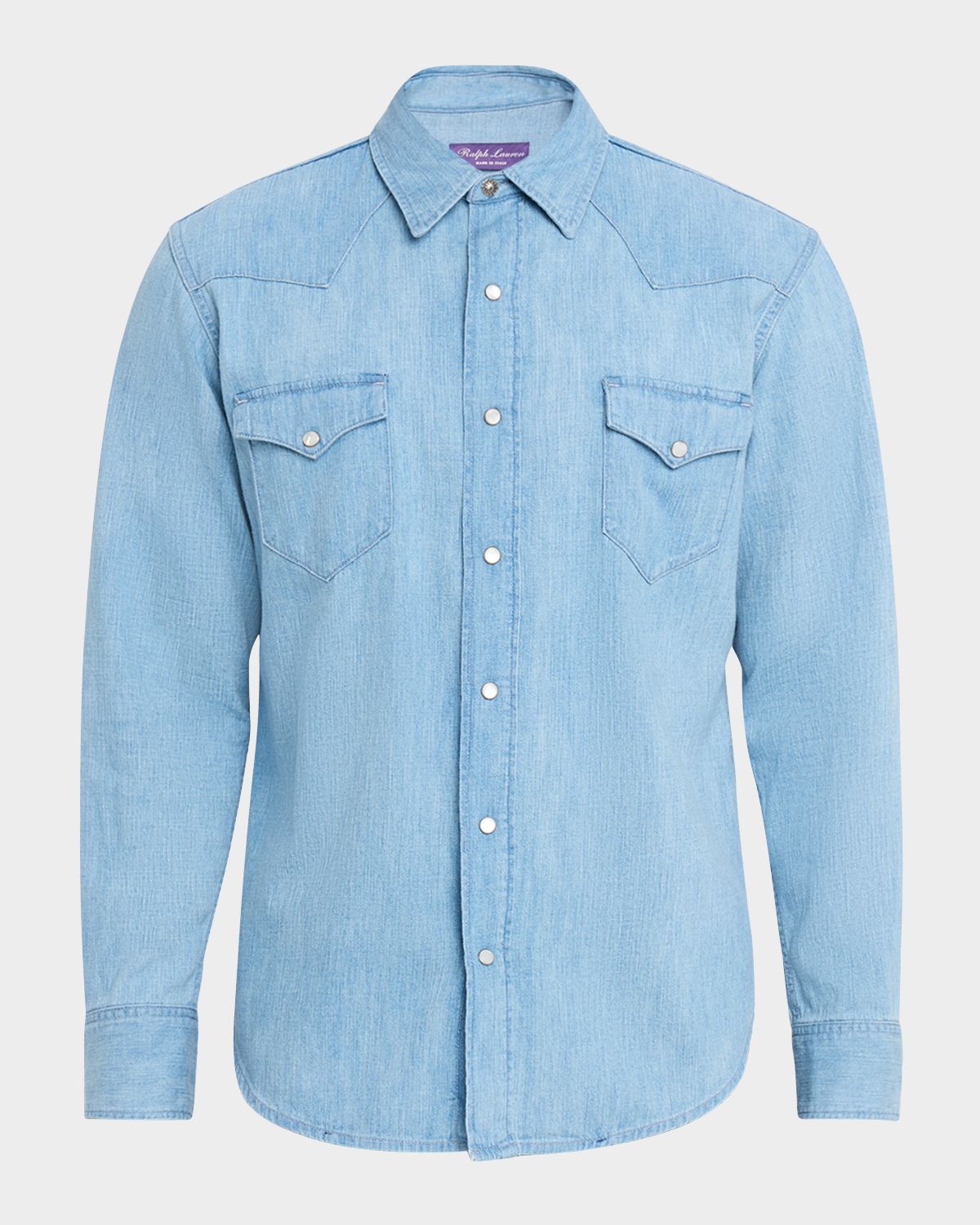 Ralph Lauren Purple Label Men 's Japanese Denim Snap-Front Western Shirt