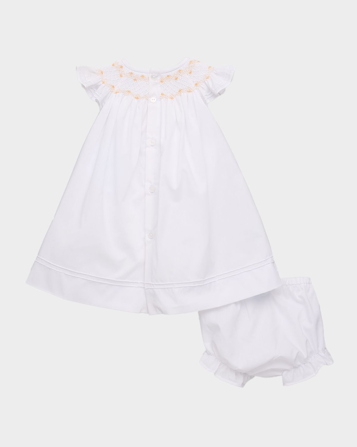 Luli & Me Girl 's Smocked Bishop Dress, Bloomers & Bonnet Set, Size NB-18M