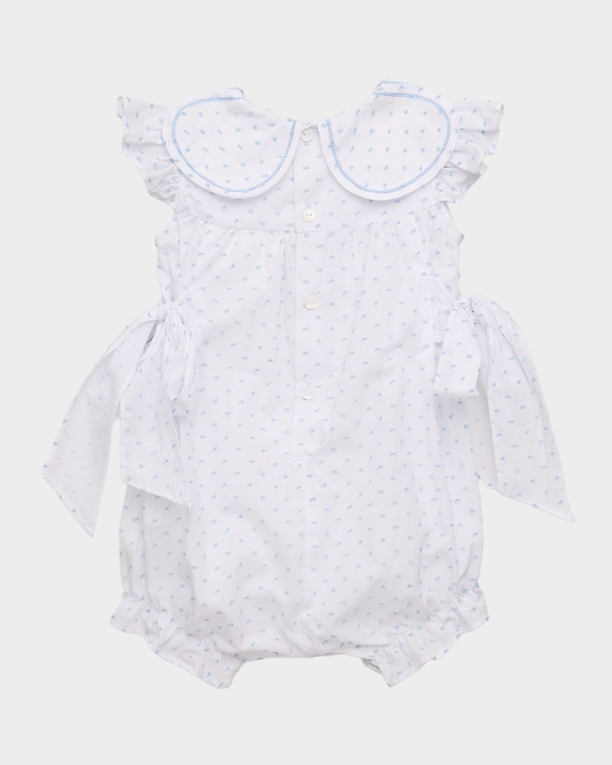 Luli & Me Girl 's Floral Embroidered Swiss Dot Romper, Size 6M-24M