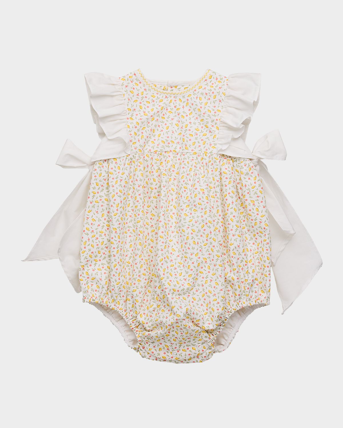 Luli & Me Girl 's Lemon-Print Bubble Romper, Size 6M-24M