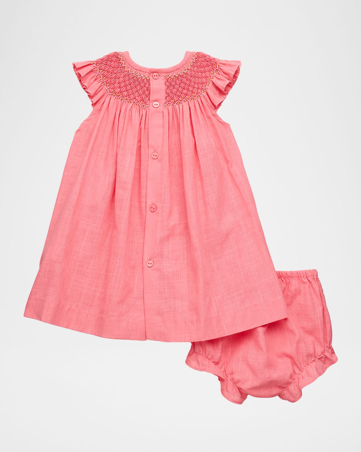 Luli & Me Girl 's Fil-A-Fil Smocked Cotton Dress & Bloomers Set, Size 12M-24M