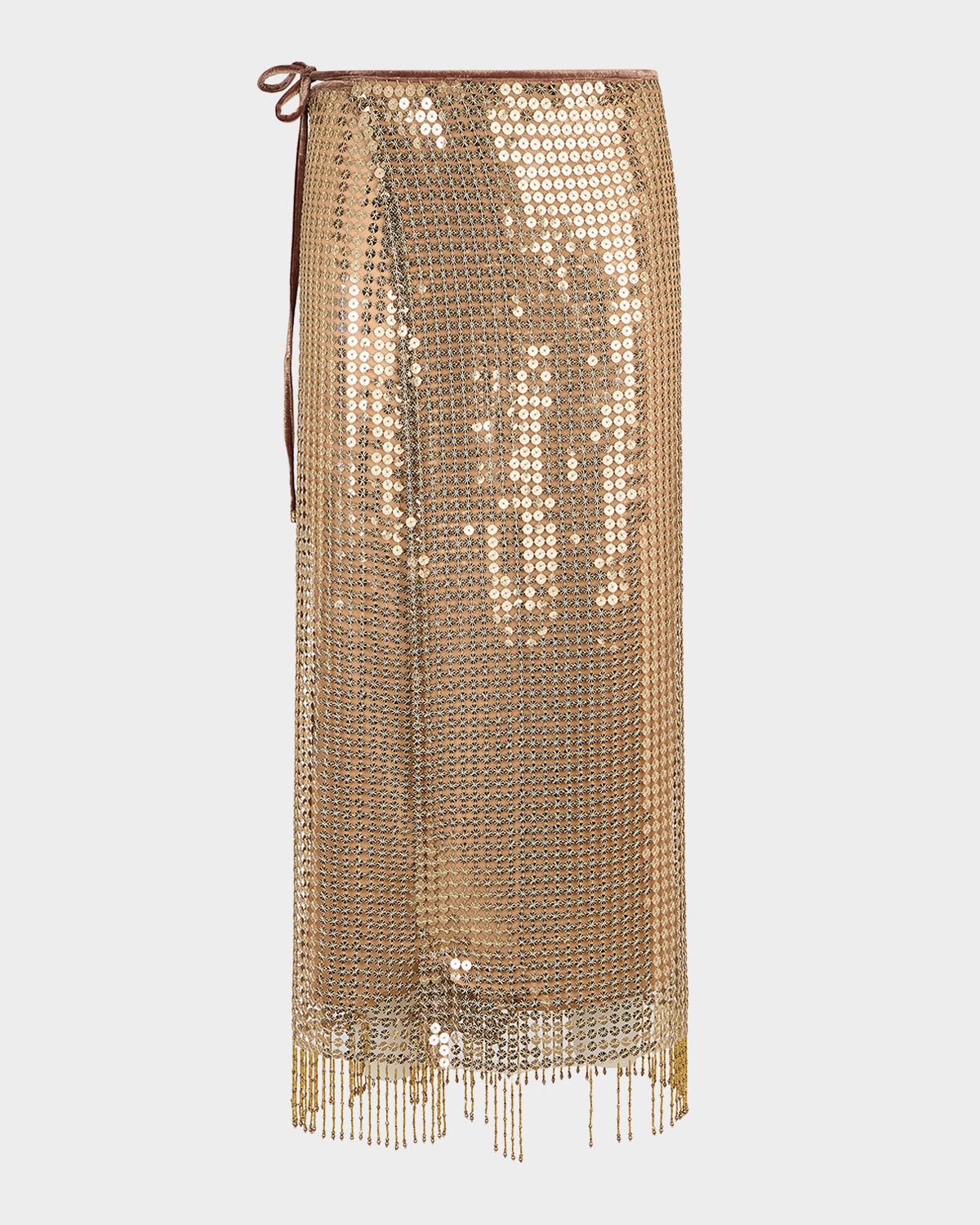 Roberto Cavalli Sequined Fishnet Midi Wrap Skirt