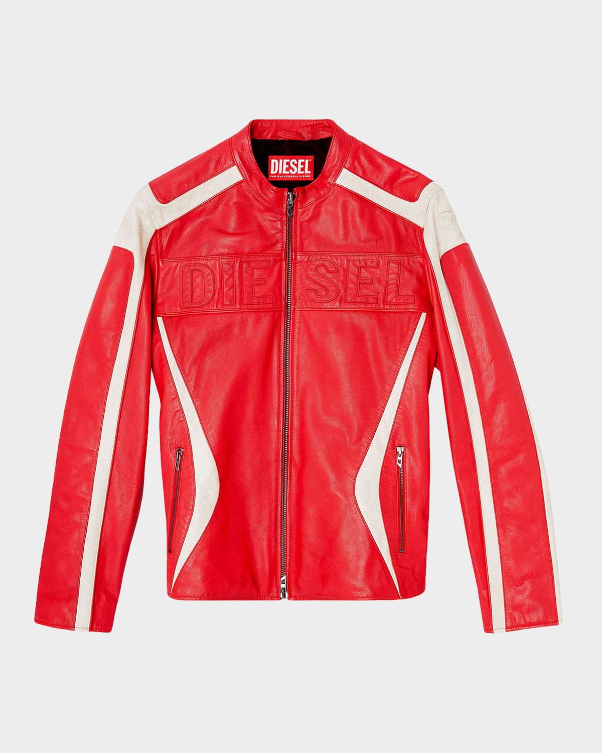 Diesel Men 's L-Adam Color-Block Leather Biker Jacket