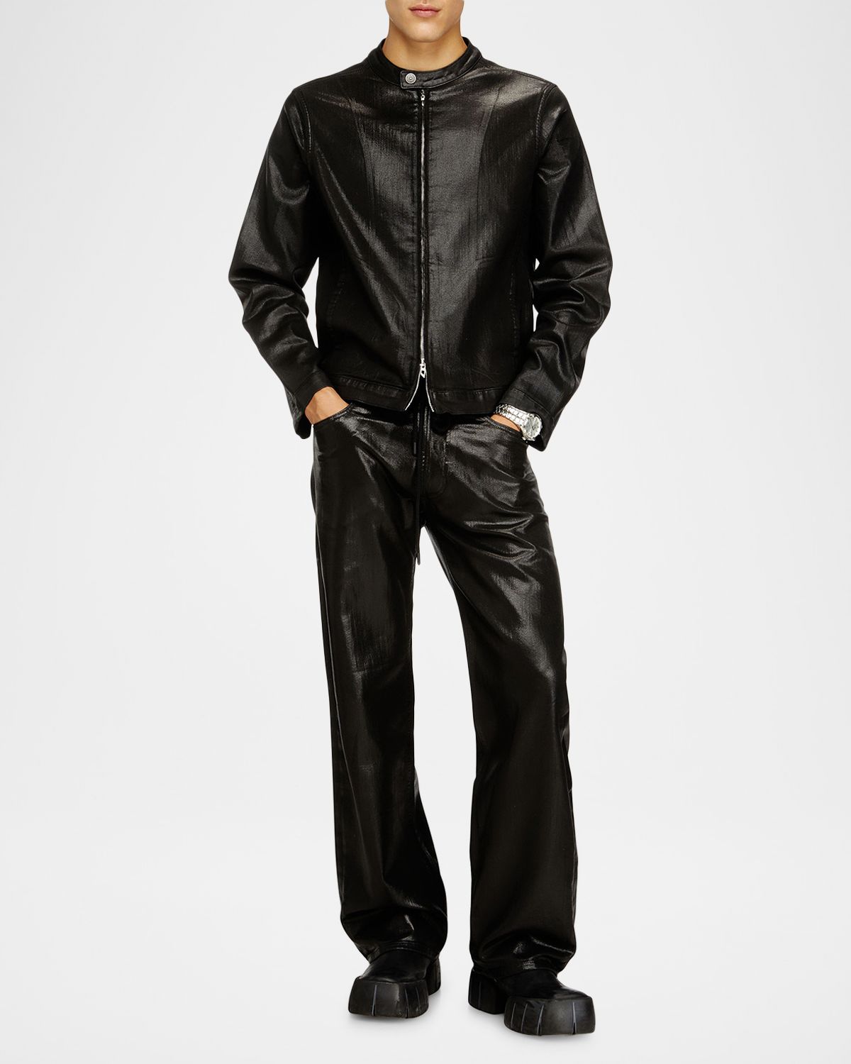 Diesel Men 's D-2080 d-reel Coated Straight-Leg Pants