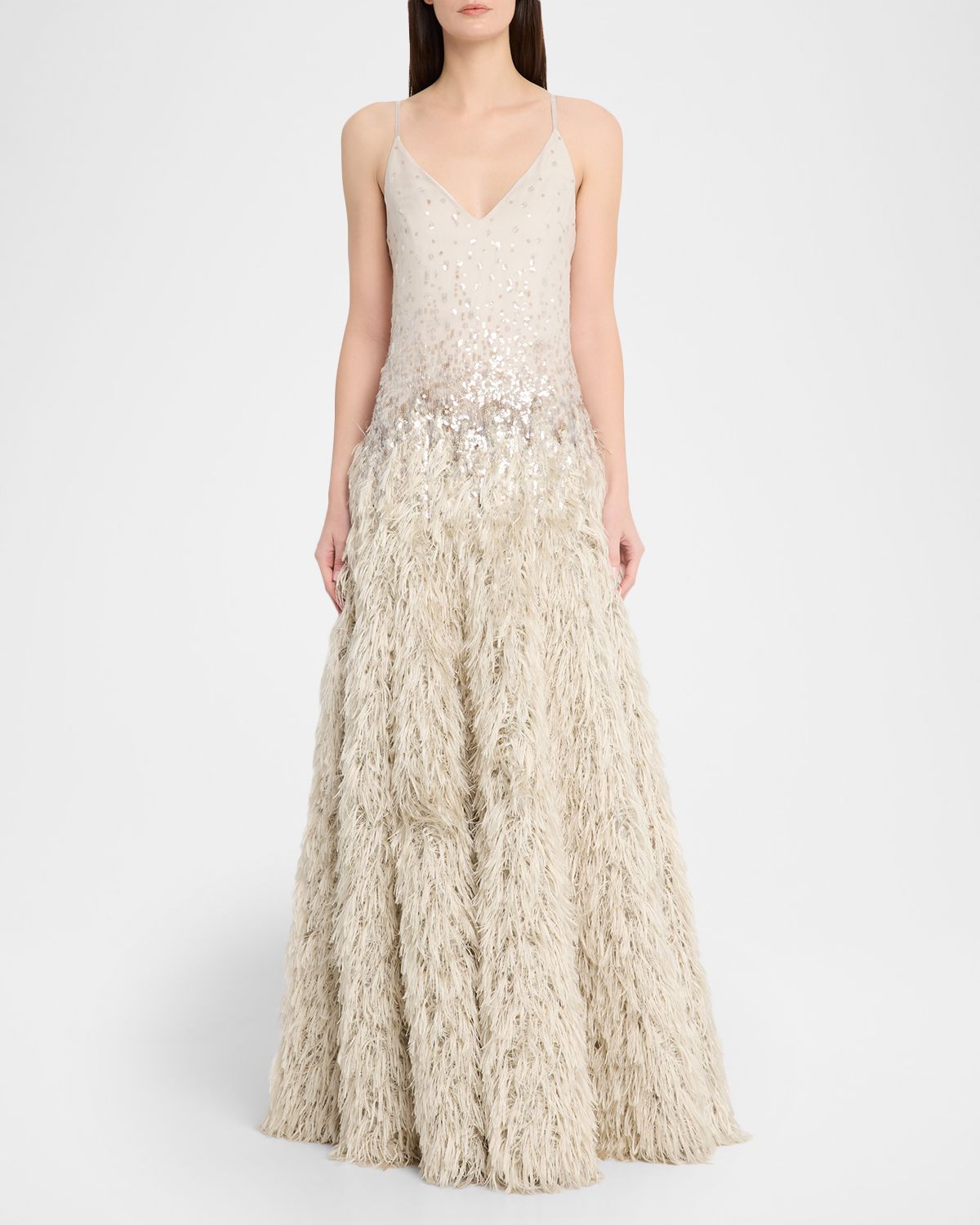 Brunello Cucinelli Dazzling Dégradé Silk Fil Coupé Maxi Dress