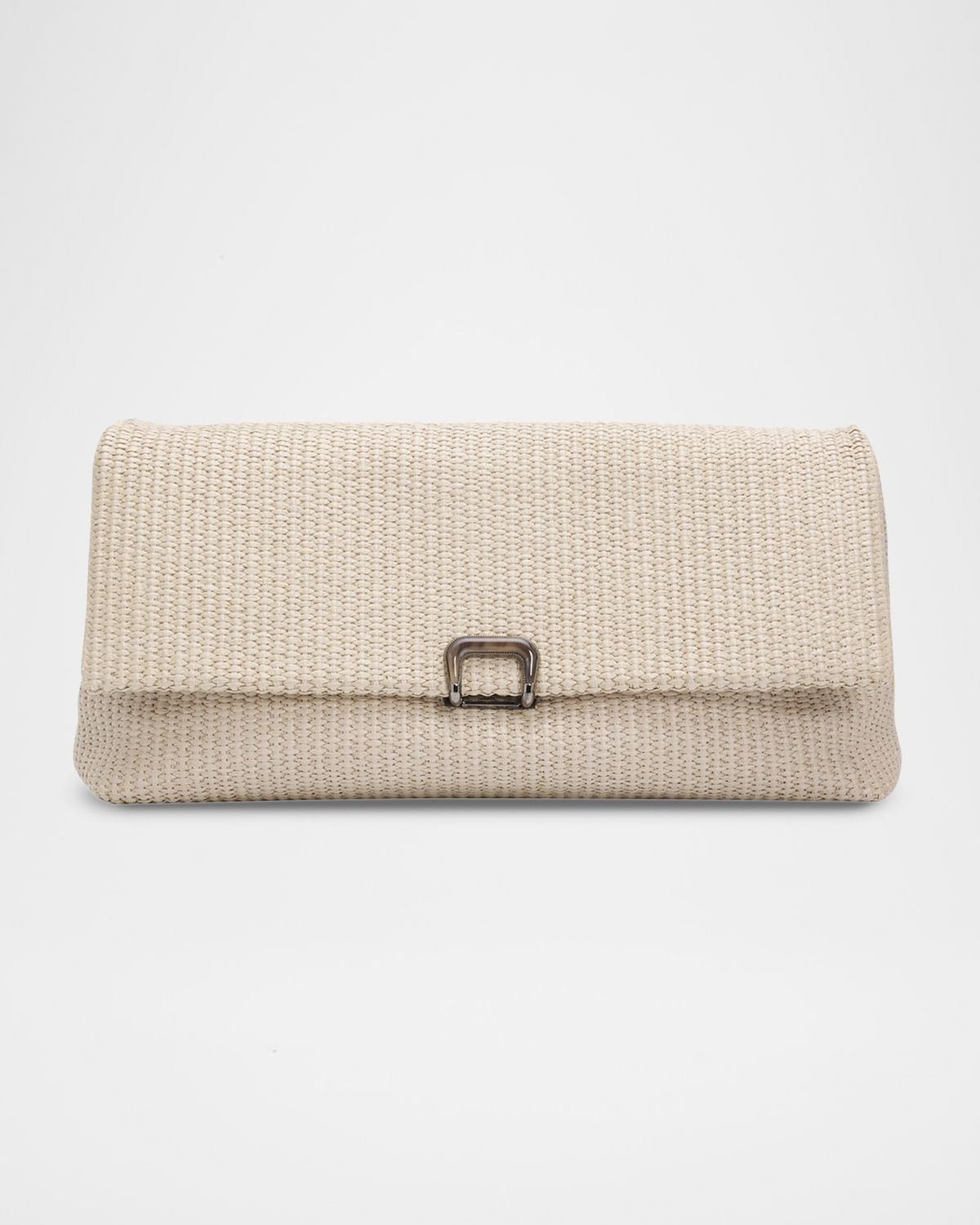 Brunello Cucinelli Medium Woven Raffia Clutch Bag | Thumbnail 7