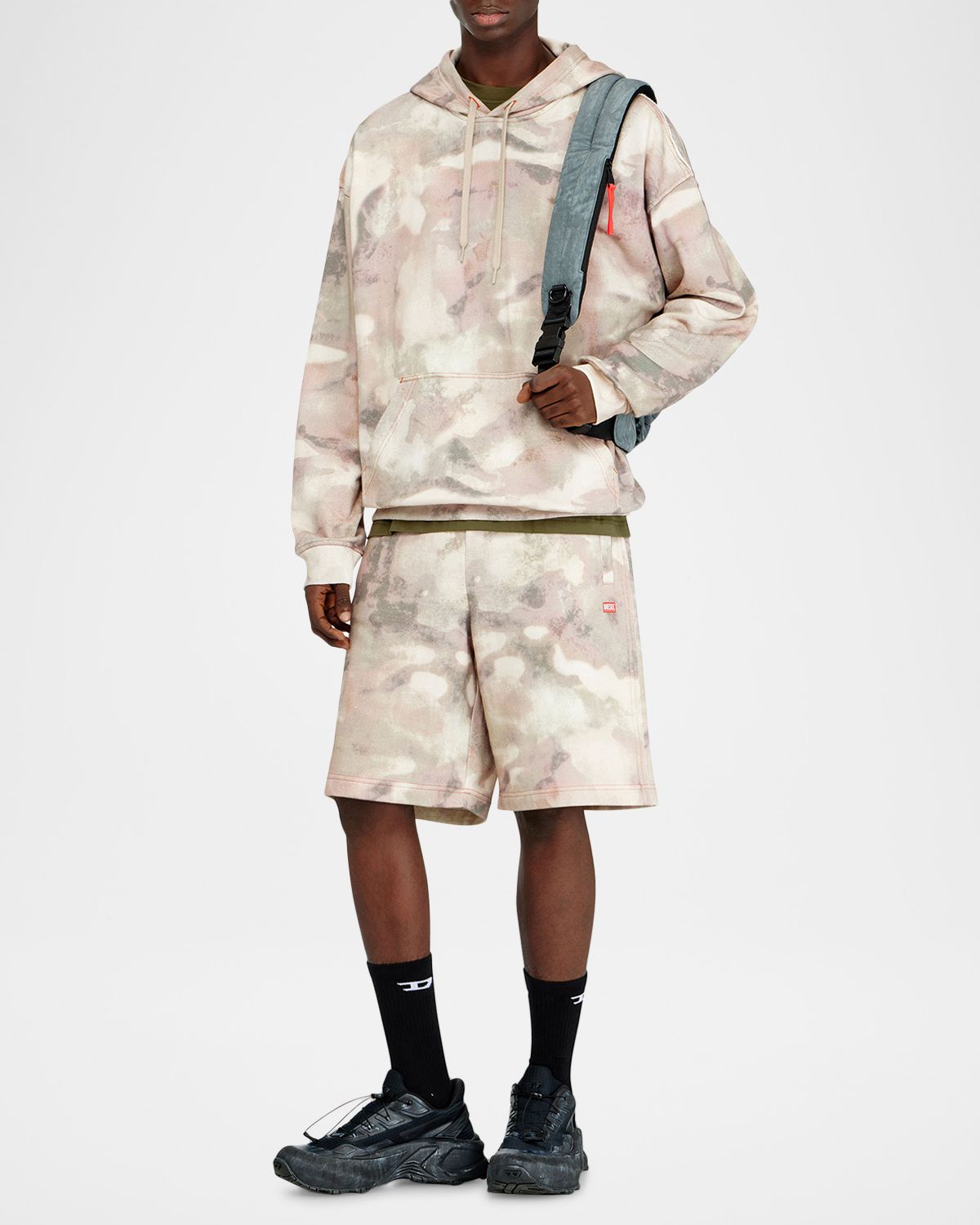 Diesel Camouflage Cotton Fleece Shorts
