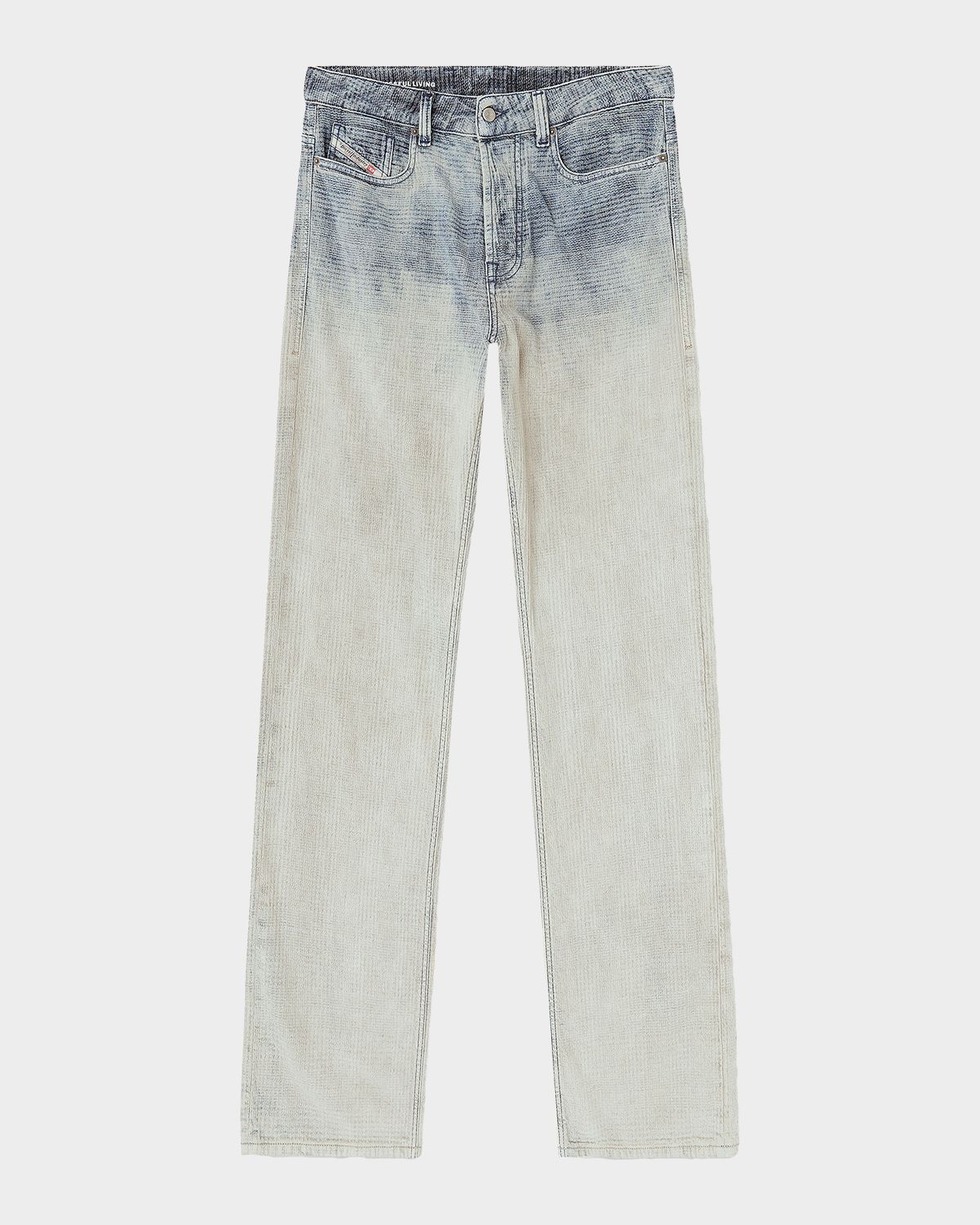 Diesel Men 's D-1980 Jacquard Check Denim Straight-Leg Jeans