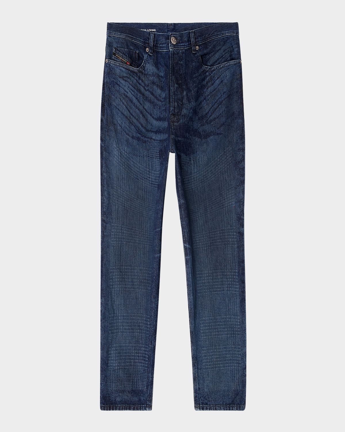 Diesel Men 's D-2023 Stonewashed Check Denim Straight-Leg Jeans