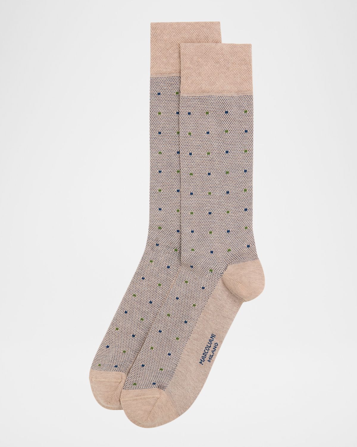 Marcoliani Men 's Pindot Mid-Calf Crew Socks