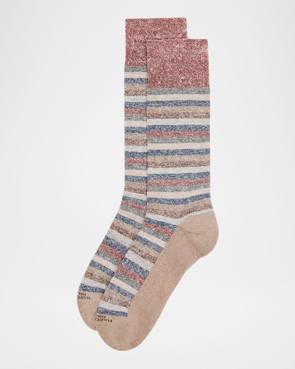 Marcoliani Men 's Linen and Cotton Stripe Crew Socks | Thumbnail 5