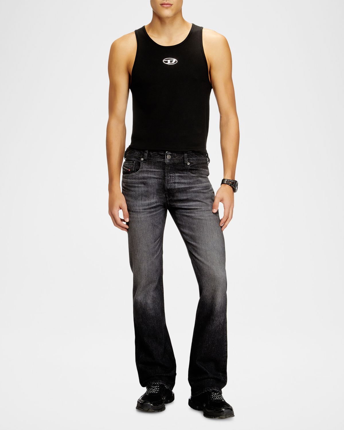 Diesel Men 's D-2007 Straight-Leg Black Denim Jeans
