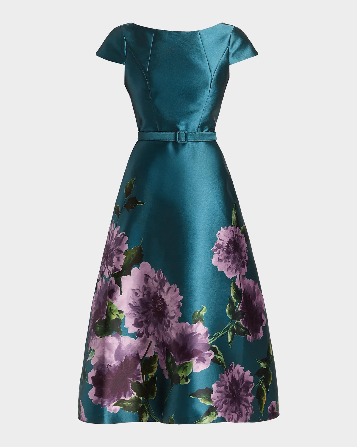 Kay Unger New York Ina Floral-Print Mikado Midi Dress
