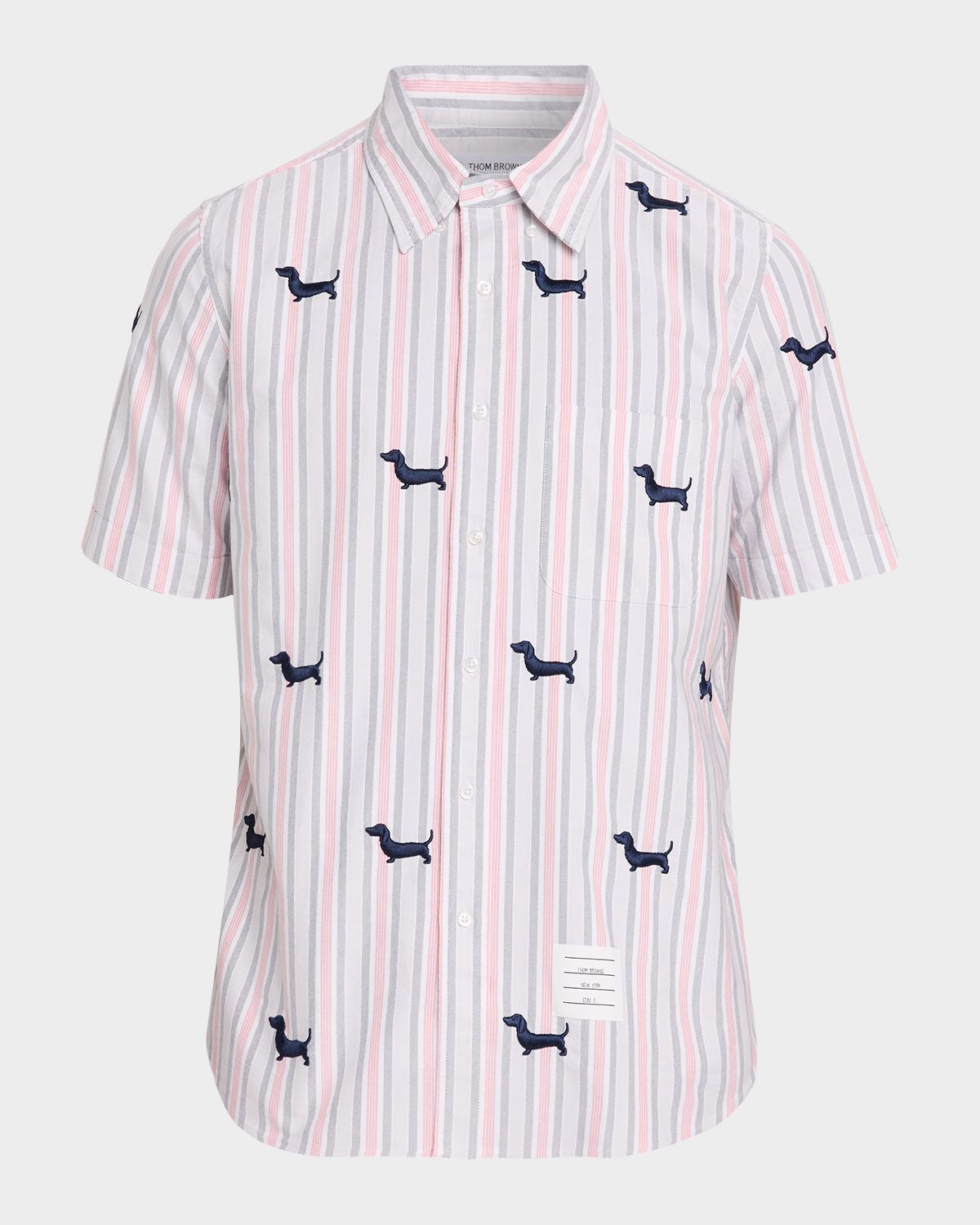 Thom Browne Men 's Hector Straight-Fit Stripe Short-Sleeve Shirt