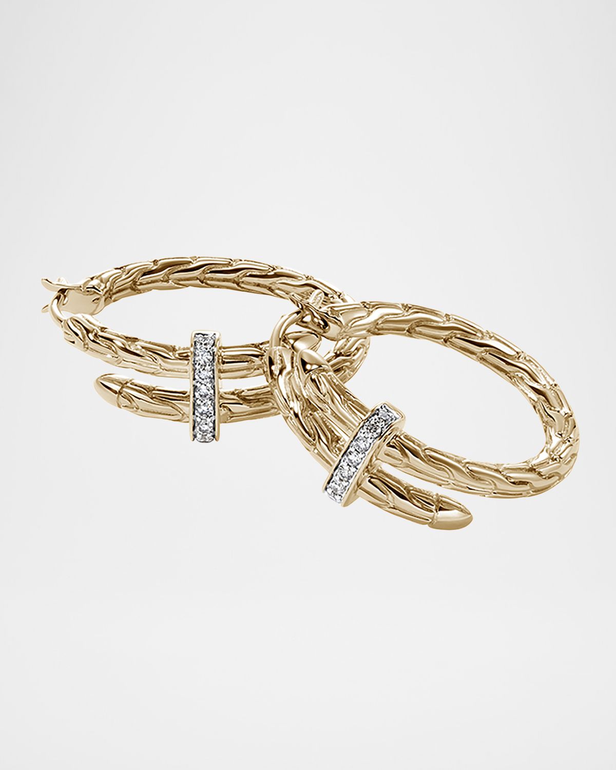 John Hardy 14K Diamond Spear Hoop Earrings, 22.5mm