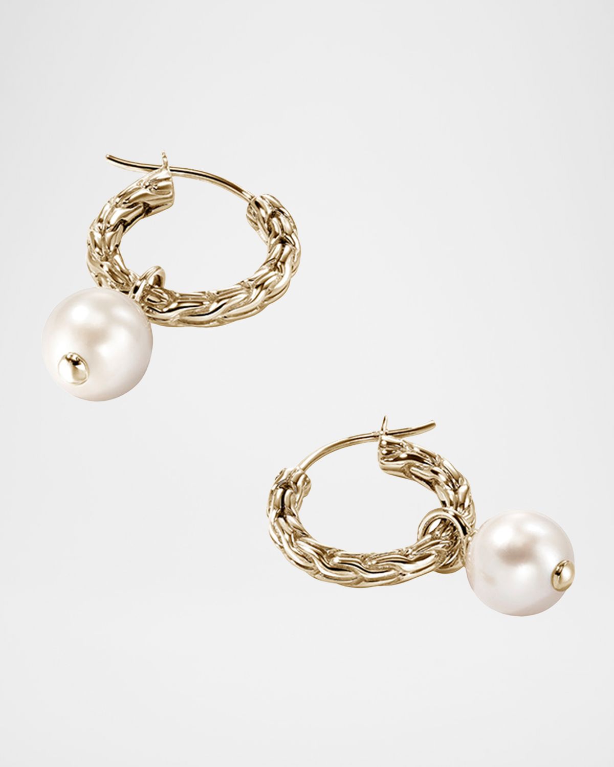 John Hardy 14K JH Essential Pearl Hoop Earrings, 16mm