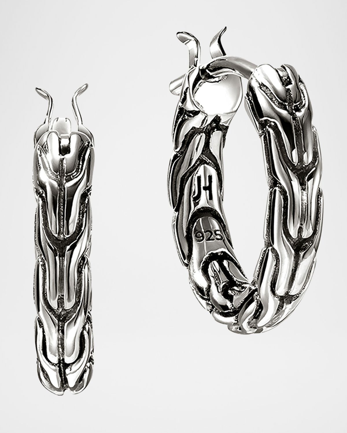 John Hardy Sterling Silver JH Essential Hoop Earrings, 14mm