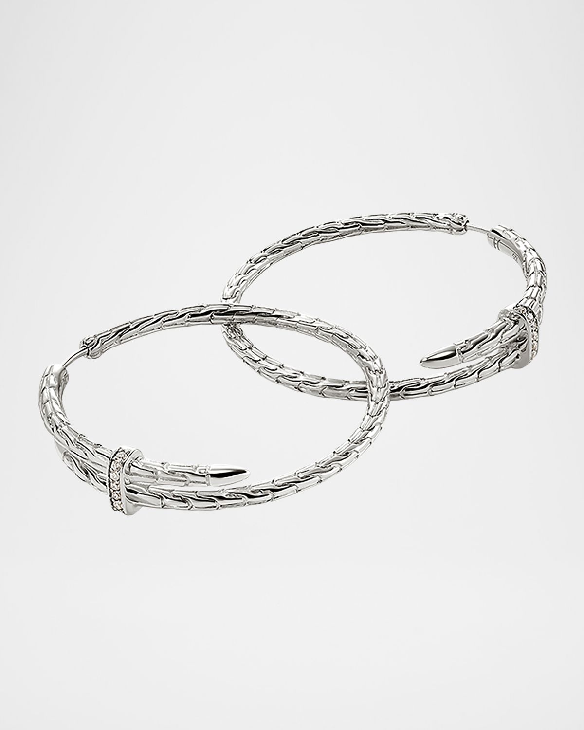 John Hardy Sterling Silver Diamond Spear Hoop Earrings