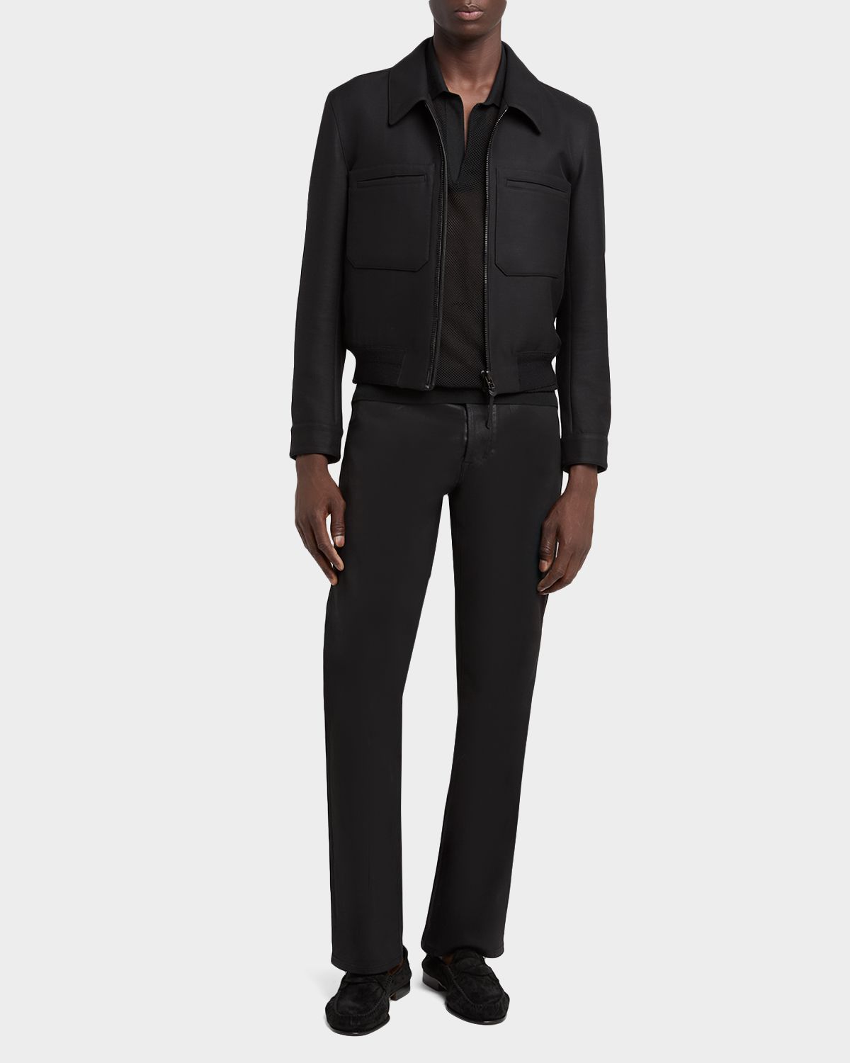 TOM FORD Men 's Lacquered Wool Battle Jacket
