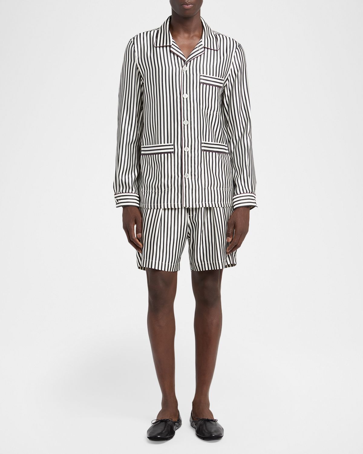 TOM FORD Men 's Fluid Striped Silk Lounge Shorts