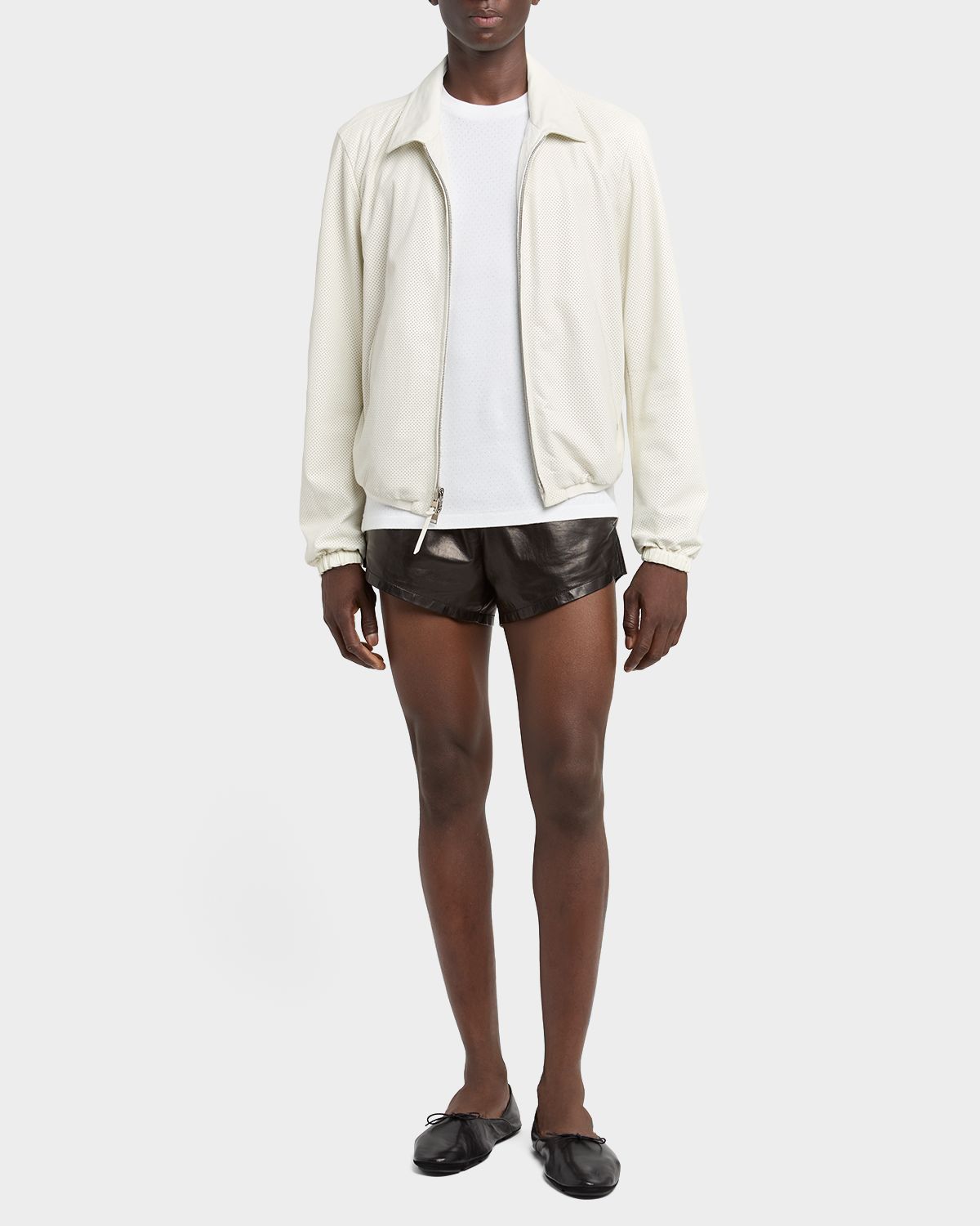 TOM FORD Men 's Nappa Leather Mini Pull-On Shorts