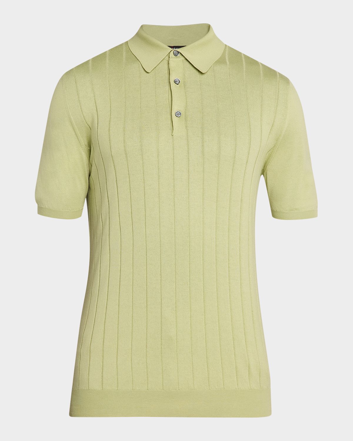 Kiton Men 's Wide Rib Sea Island Cotton Polo Sweater | Thumbnail 6 Kiton Men 's Wide Rib Sea Island Cotton Polo Sweater | Thumbnail 6
