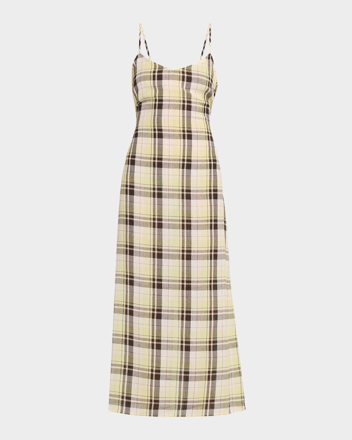 Proenza Schouler White Label Evelyn Plaid Gauze Sleeveless Midi Dress
